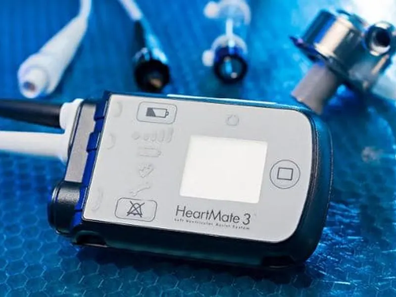 lvad on sterile blue mat